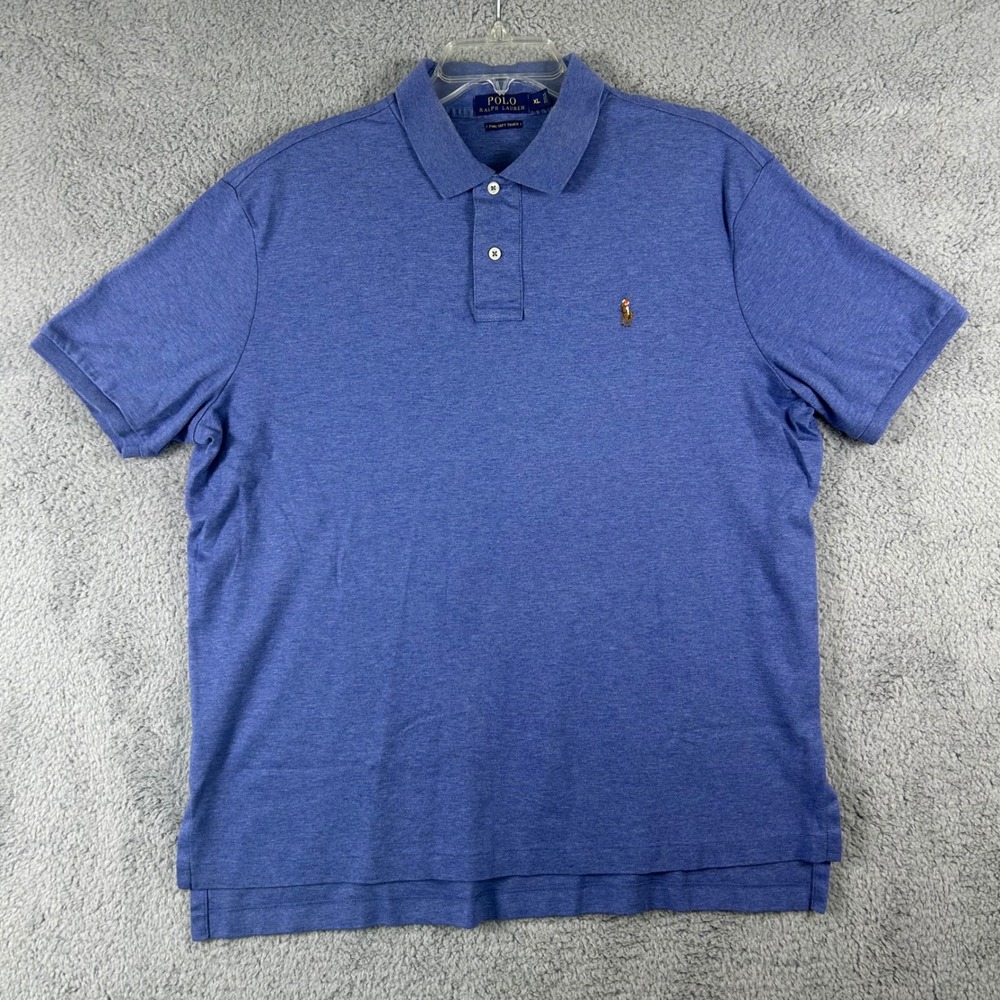 Polo Ralph Lauren Pima Soft Touch Polo Shirt Mens XL Blue Heather Short Sleeve